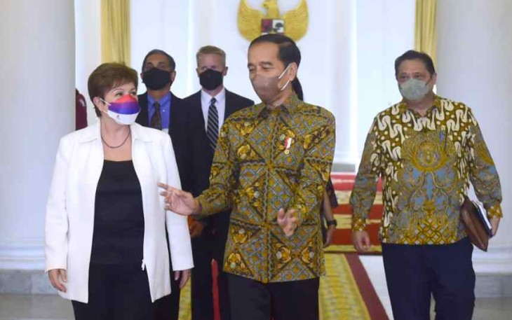 Presiden Joko Widodo saat menerima delegasi IMF di Istana Bogor
