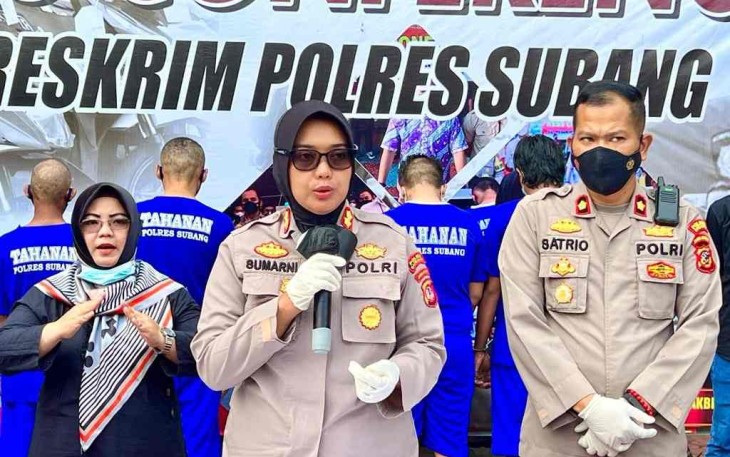 Kapolres Subang saat memberikan keterangan pers kasus curanmor 