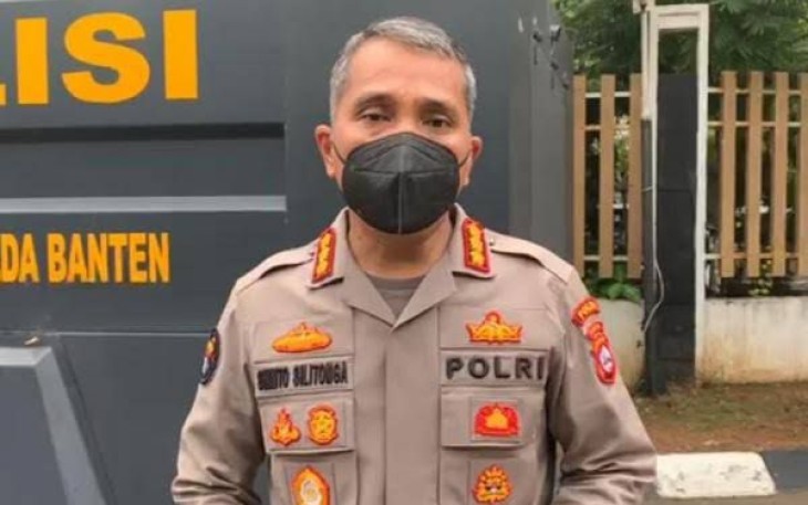 Kabid Humas Polda Banten Kombes Shinto saat memberikan keterangan pers 