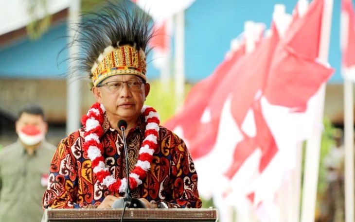 Mendagri Tito saat memberikan sambutan perihal pemekaran Papua di Merauke