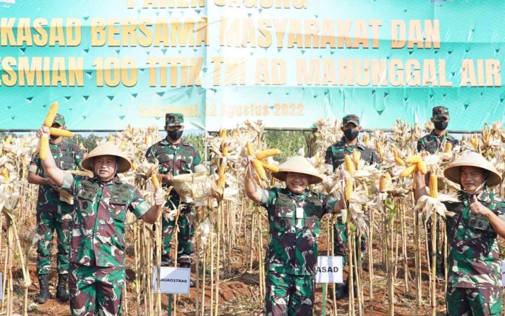 Pangkostrad Letjen TNI Maruli Simanjuntak saat panen raya jagung mendampingi di desa Ciemas Sukabumi Kasad 