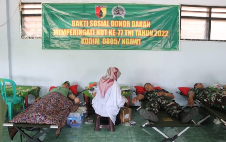 Donor darah Kodim 0805/Ngawi, Kamis (29/9)