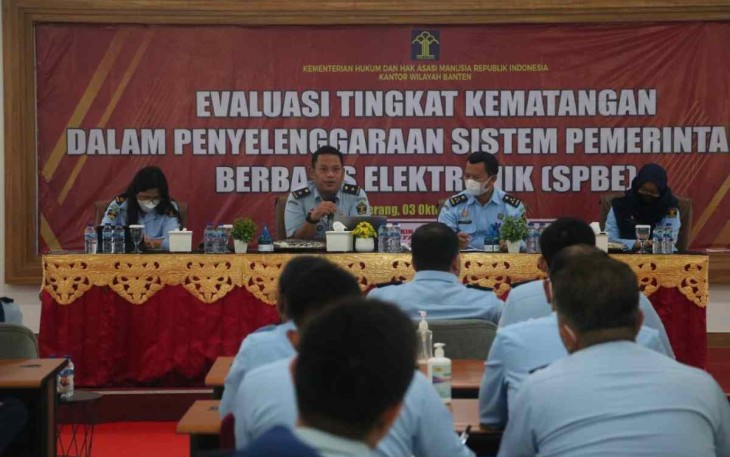 Evaluasi pelaksanaan SPBE Kumham Banten. Senin (3/10)