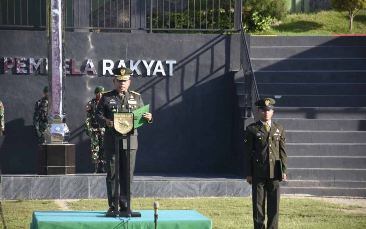 Kapoksahli Pangdam Brigjen TNI Wahyu Eko Purnomo saat membacakan amanat Menpora