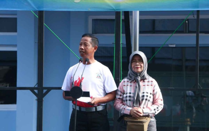 Dankoharmatau Marsda TNI Eddy Supriyono saat memberikan pengarahan dalam acara Family gathering 