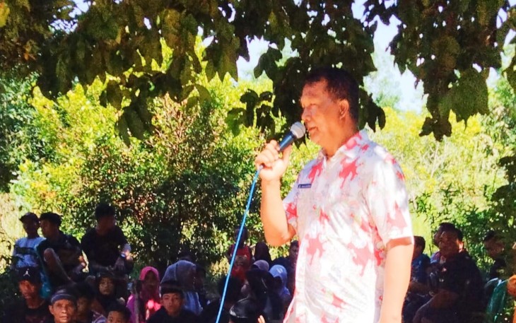 Kepala Desa Lancangkuning, Kholili, saat sambutan, Kamis (12/5/2022)