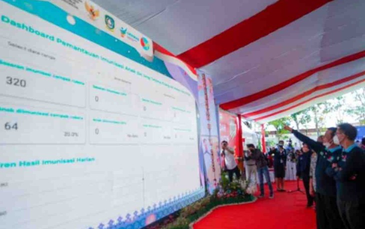 Dirjen pencegahan dan pengendalian penyakit Kemenkes, Maxi Rein Rondonuwu (tangan menunjuk) saat pencanangan BIAN 2022 di Kota Tanjungpinang. Rabu (18/05/2022) 