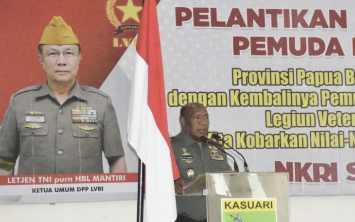 Kasdam Kasuari Brigjen TNI Yusuf Ragainaga saat memberi sambutan dalam pelantikan PD PPM di Papua Barat