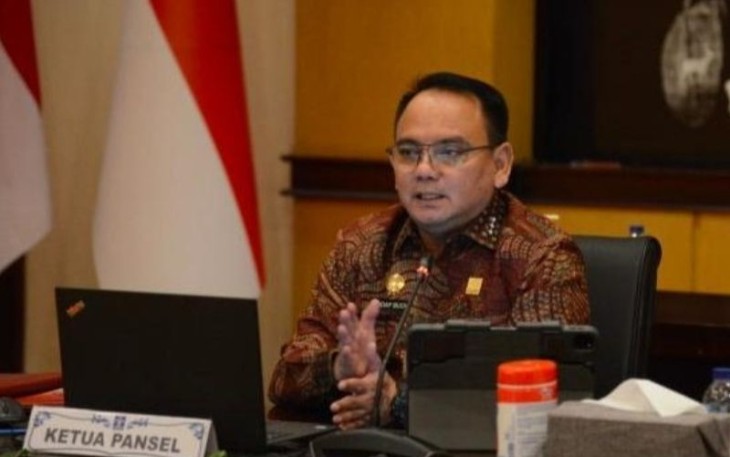 Sekjen Kemenkumham RI Komjen. Pol. Andap Budhi Revianto saat memberikan keterangan pers di Jakarta, Senin (26/12)