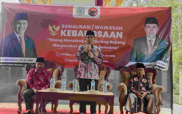 H. Gunawan HS, S.H., M.Hum, saat sambutan Wasbang di Argotirto, Sumawe Kabupaten Malang, Minggu (23/10/2022). 