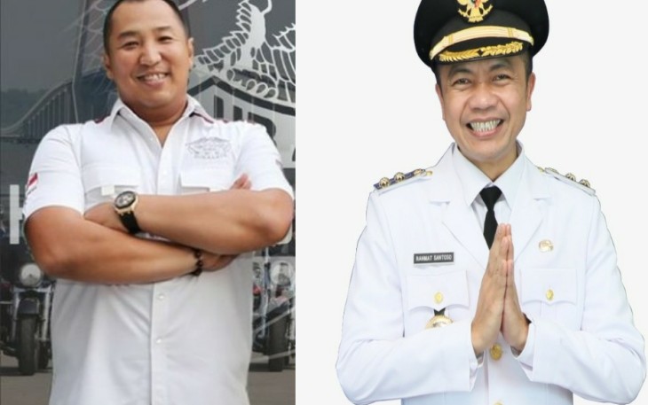 Wakil Bupati Blitar Rahmat Santoso (kanan) dan Ketua Umum Pengprov PBSI Jawa Timur Periode 2022-2026 Tony Wahyudi (kiri)