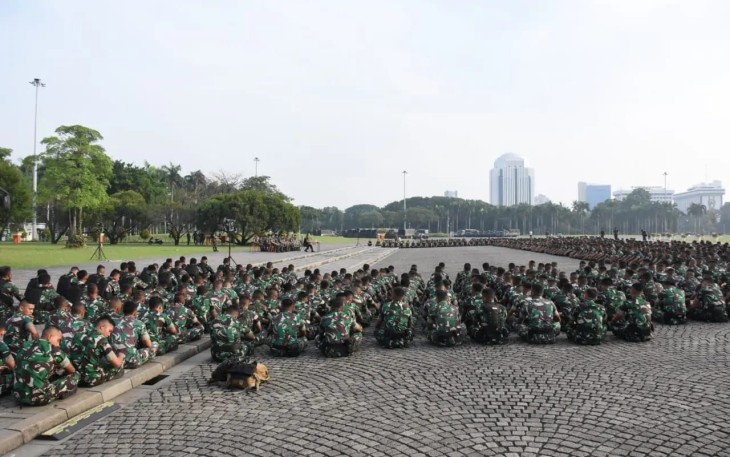 1.420 Personel Jajaran Kodam Jaya saat Ikuti Apel Kesiapsiagaan Pengamanan Aksi Unjuk Rasa