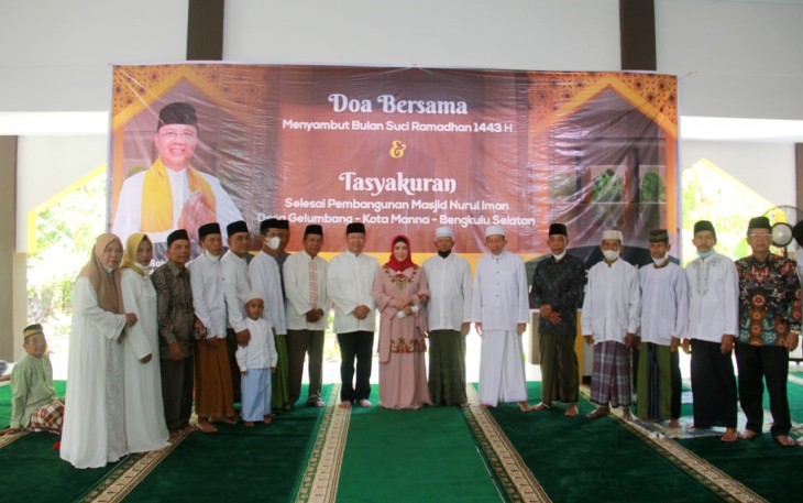 Gubernur Rohidin saat Do'a Bersama Dalam Rangka Menyambut Bulan Suci Ramadhan 1443H/2022 M sekaligus peresmian Masjid Nurul Iman, Jumat (25/3/2022).