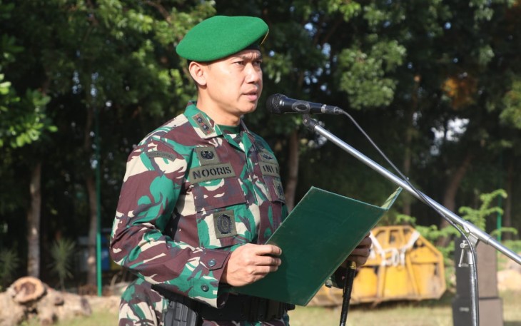Dandim 0807/Tulungagung Letkol Czi Nooris Agus Rinanto S.I.P., saat bacakan amanat Pangdam V/Brawijaya