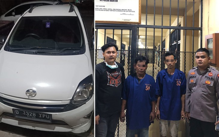Tersangka (kenakan baju tahanan) dan barang bukti saat diamankan