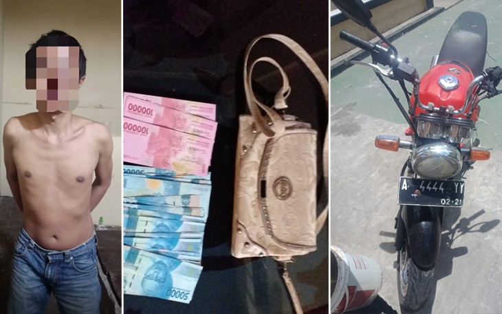 Salah satu pelaku dan barang bukti saat diamankan