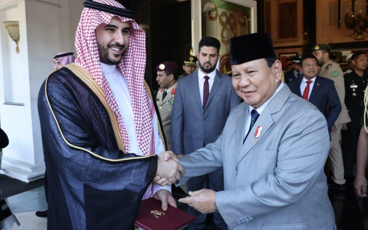 Menhan Prabowo saat Terima Kunjungan Resmi Menhan Arab Saudi