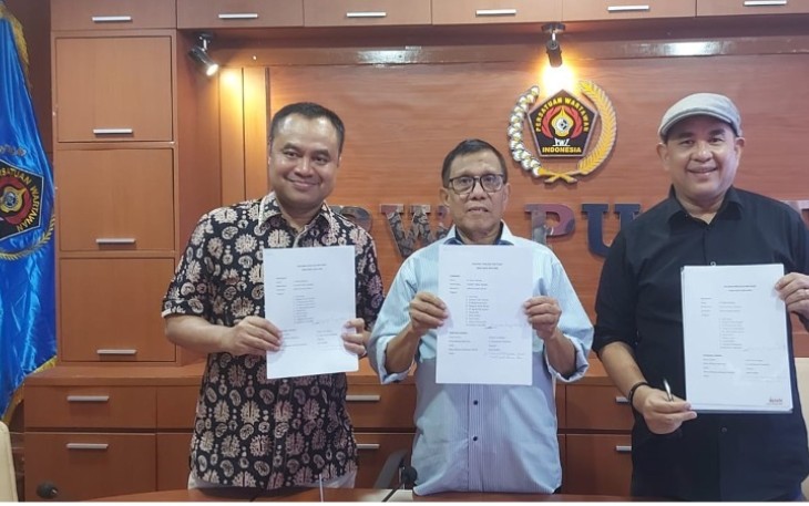 Ketua Umum Hendry Ch Bangun saat Umumkan Kepengurusan PWI Pusat Periode 2023–2028