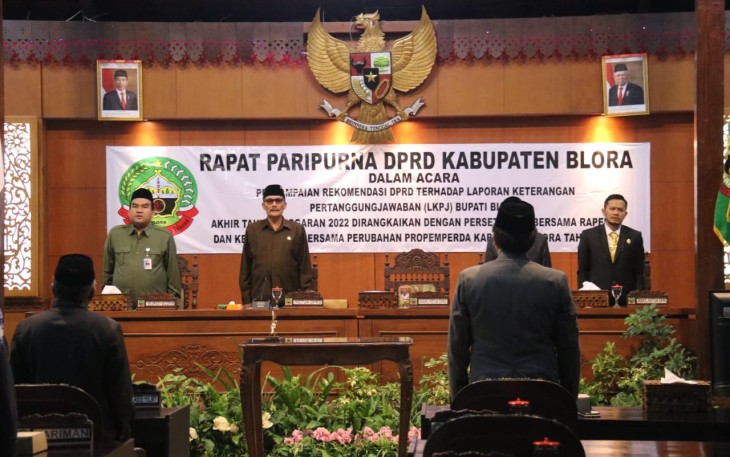 Bupati Blora Arief Rohman saat rapat paripurna bersama DPRD kabupaten Blora.