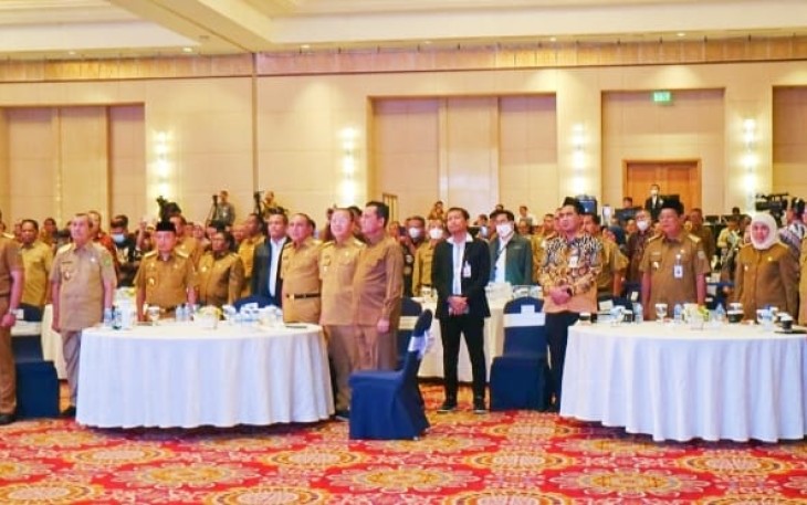 Rapat Koordinasi Pimpinan Kementerian/Lembaga Program Pemberantasan Korupsi Pemerintah Daerah dan Peluncuran Indikator Monitoring Center for Prevention (MCP) Tahun 2023 di Hotel Ritz-Carlton, Jakarta, Selasa (21/03). 