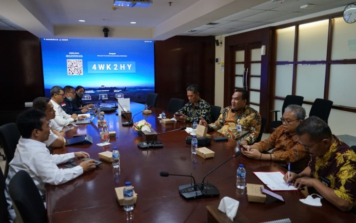 Bupati Blora Arief Rohman dan jajarannya saat mendatangi kantor BPSDM ESDM di Jakarta untuk meminta dukungan pembangunan Cepu Raya.