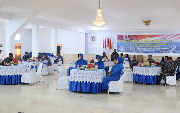 Lantamal VI Makassar Ikuti Vicon Pencanangan 3 Program TNI AL dalam rangka Hari Armada 2023