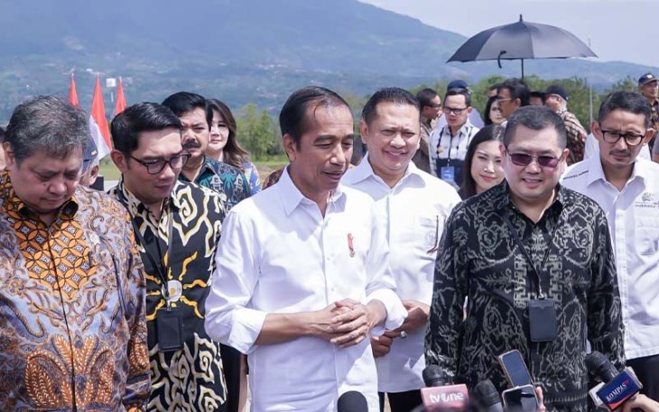 Bamsoet saat mendampingi Presiden Joko Widodo dan Executive Chairman MNC Group Hary Tanoesoedibjo meresmikan Kawasan Ekonomi Khusus (KEK) MNC Lido City, di Bogor, Jumat (31/3/23).
