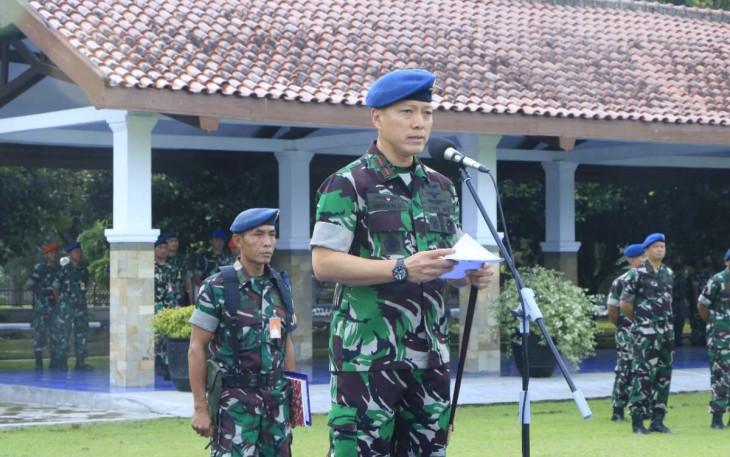 Danlanud Iswahjudi Marsekal Pertama TNI Irwan Pramuda saat membacakan amanat Kasau, Senin (2/1)