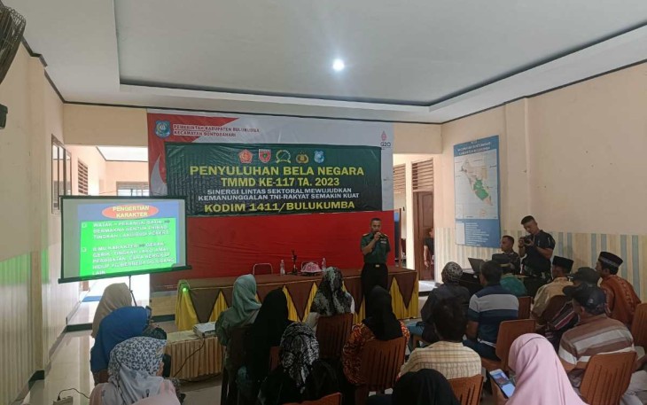 Wawasan kebangsaan dan bela negara di lokasi TMMD ke 117 Kodim 1411/BLK, Senin (17/7)