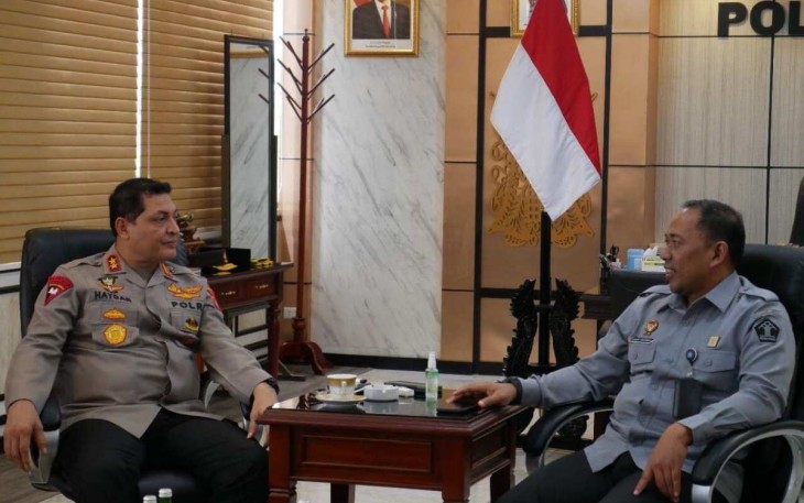 PLH Kakanwil Kemenkumham Aceh Lilik Sujandi saat audensi bersama Kapolda Aceh Irjen Pol Ahmad Haydar di Mapolda Aceh, Rabu (9/8)