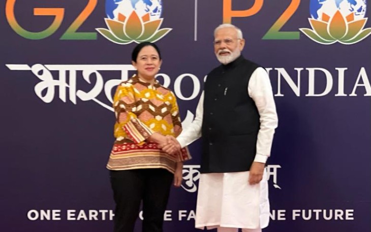Puan Maharani bersama PM India Narendra Darmodardas Modi, Jum'at (13/10)
