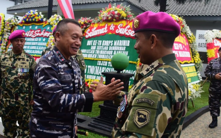 Pangkoarmada III Laksamana Muda TNI Rachmad Jayadi saat hadiri peringatan HUT Ke-78 Korps Marinir di Cilandak Jakarta, Rabu (15/11)