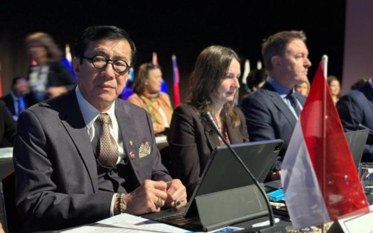 Menkumham RI Yasonna H Laoly saat menghadiri forum Bali Process di Adelaide Australia 