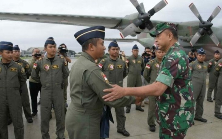 Kasau Marsekal TNI Fajar Prasetyo saat melepas pengawak bantuan kemanusiaan korban gempa ke Turki 