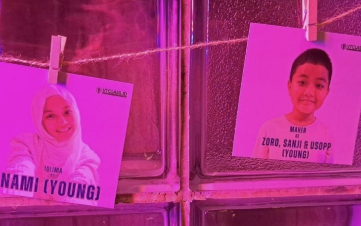 Siswa MTsN 1 Tangerang Maher dan Santri Mahasina Iqlima, pengisi suara Film One Piece