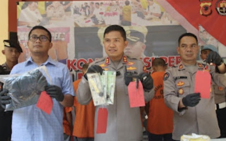 Kapolres Sukabumi AKBP Maruly Pardede saat memberikan keterangan pers, Sabtu (9/9)