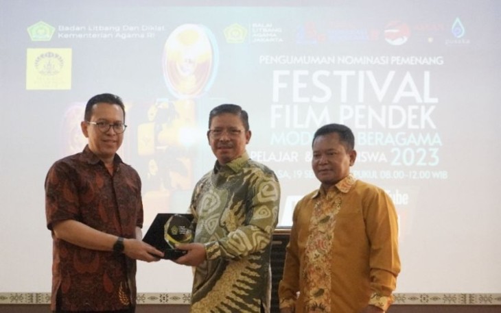 Pengumuman Nominasi Festival Film Pendek Moderasi Beragama 2023 di gedung IX FIB Universitas Indonesia, Depok, Selasa (19/9)