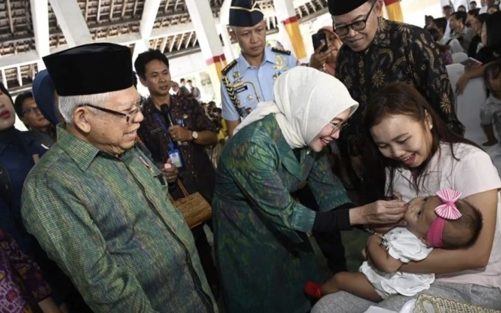 Wapres RI KH Ma'ruf Amin saat mengunjungi Posyandu Cempaka di Kabupaten Badung, Bali, Selasa (17/10)