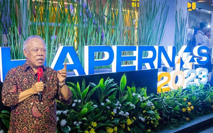 Menteri Basuki pada acara Malam Puncak Hari Perumahan Nasional (HAPERNAS) Tahun 2023, Kamis (31/8/2023). 