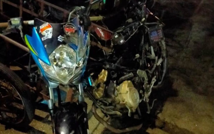Kondisi Sepeda Motor Korban Kecelakaan Tabrakan saat diamankan di Polsek Batang Toru
