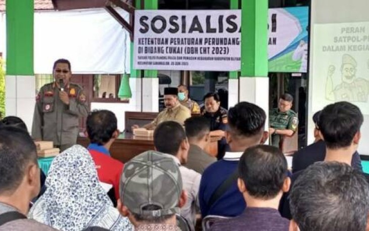Sosialisasi DBHCHT Satpol PP Kabupaten Blitar di Kecamatan Sanankulon
