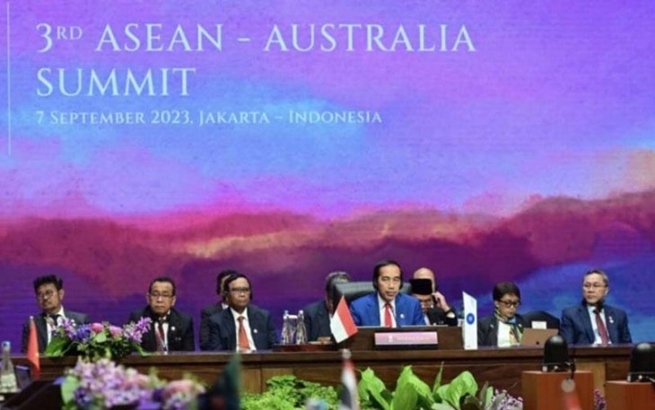 Presiden Joko Widodo memimpin KTT ke-3 ASEAN-Australia yang digelar di Ruang Kakatua, JCC, Jakarta, pada Kamis, 7 September 2023. 