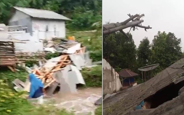 Kondisi bangunan pasca runtuh diterjang angin kencang
