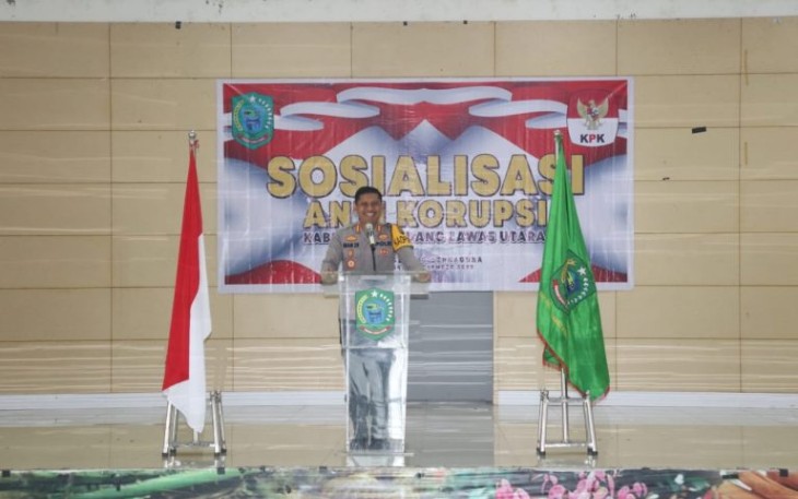 Kapolres Tapanuli Selatan (Tapsel), AKBP Imam Zamroni, SIK, MH, pada saat sosialisasi anti korupsi di Padang Lawas Utara (Paluta), Selasa (21/11/2023)