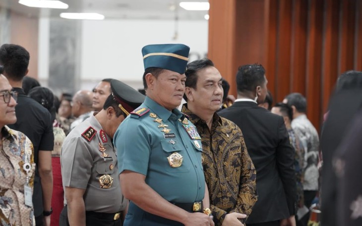 Panglima TNI Laksamana TNI Yudo Margono, S.E., M.M., saat menghadiri Peringatan Hari Konstitusi dan Hari Ulang Tahun Ke-78 MPR RI, yang berlangsung di Gedung Nusantara IV kompleks MPR RI, Jl. Gatot Subroto Jakarta Pusat, Jumat (18/8/2023) kemarin. 