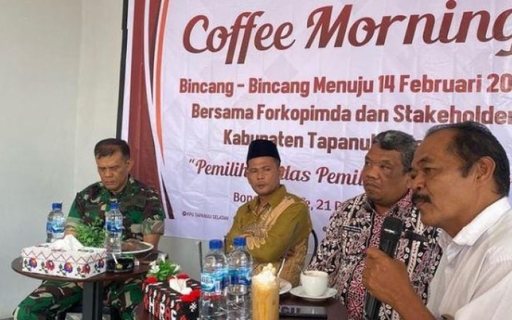 Kanit I Politik, Iptu Titus, mengikuti Coffee Morning bersama KPU, Kamis (21/12/2023).