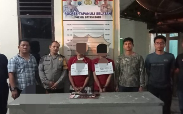 Gerebek Lapak Narkoba, Polsek Batang Toru Tangkap 2 Pria, Sebagian Kabur Lompat ke Sungai