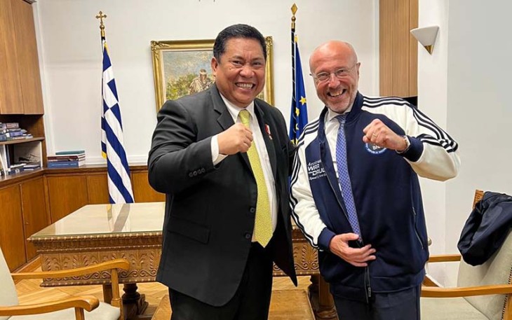 Kepala BNN RI, Prof. Dr. Petrus Reinhard Golose melangsungkan pertemuan dengan Wakil Menteri Kesehatan Yunani, Dimitrios Vartzopoulospada, Jumat (25/8).