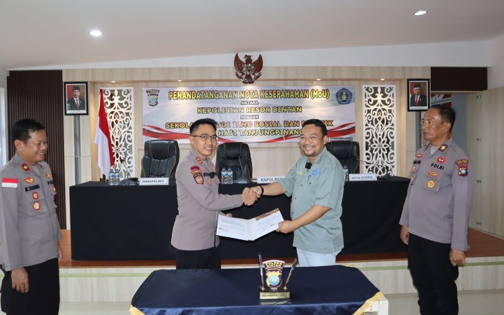 Polres Bintan dan Stisipol Raja Haji Tanjungpinang Kerjasama di Bidang Pendidikan