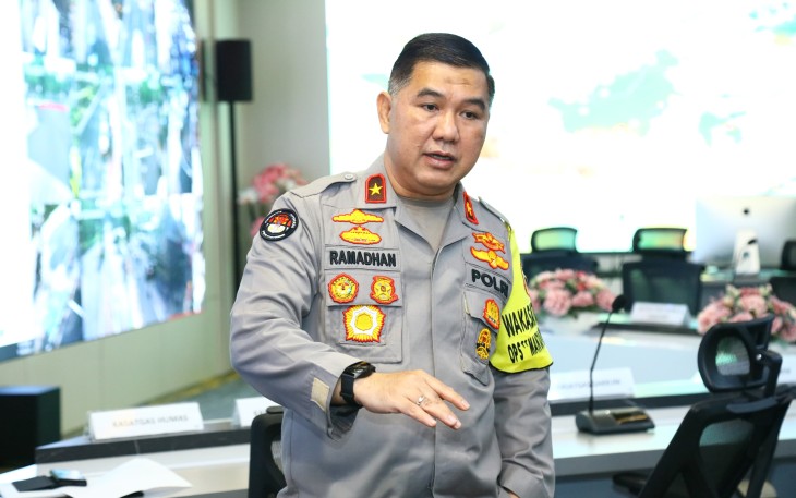 Karopenmas Divisi Humas Polri Brigjen Ahmad Ramadhan di Mabes Polri, Jakarta, Senin (6/11/2023).